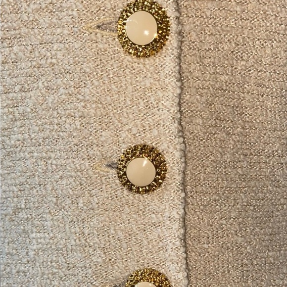 St. John Tan Boucle Knit Long Jacket and Skirt - Picture 4 of 9